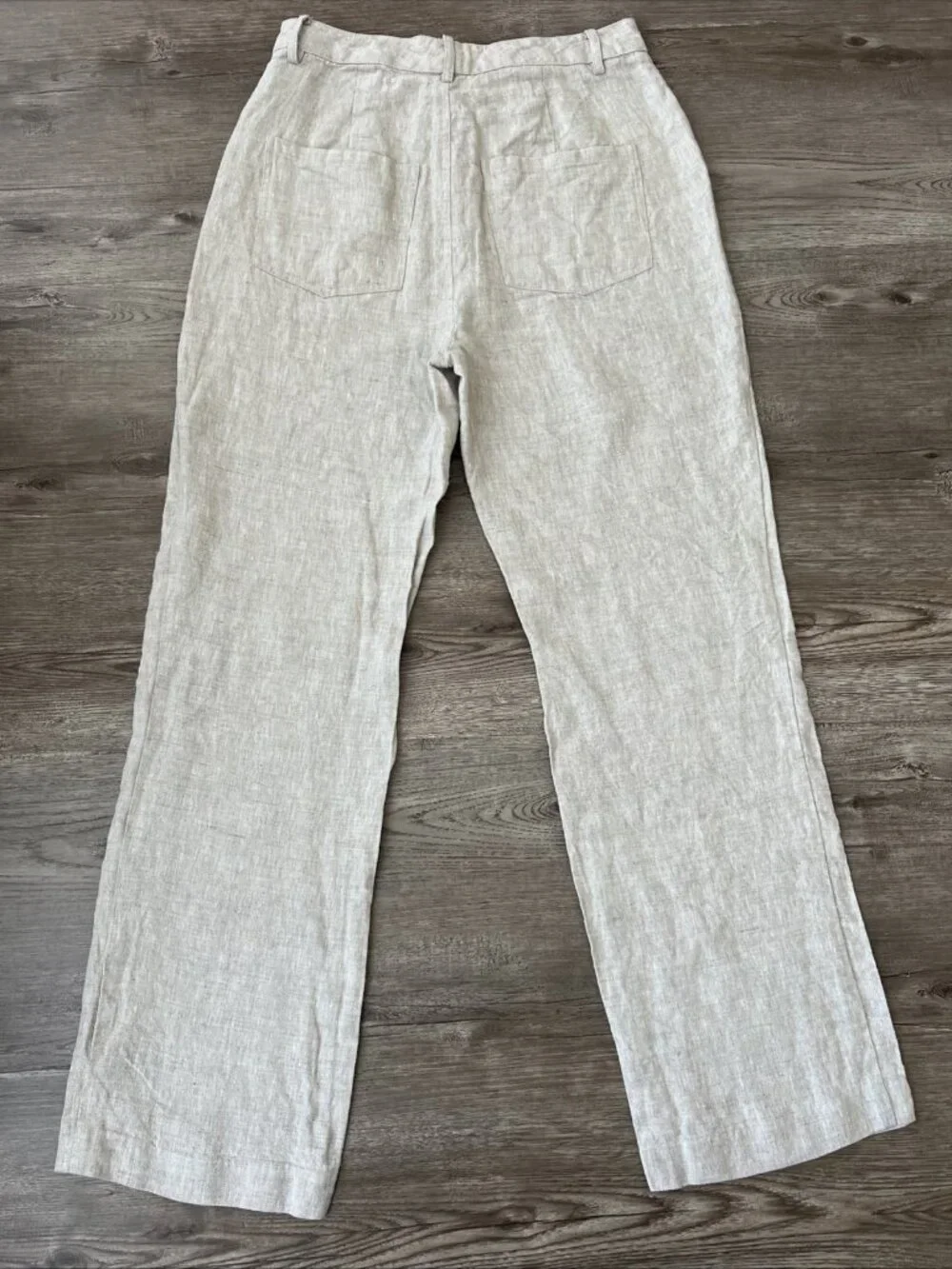 Reformation Freddie Straight Leg Linen Pants Womens 4 Natural Full‎ Length